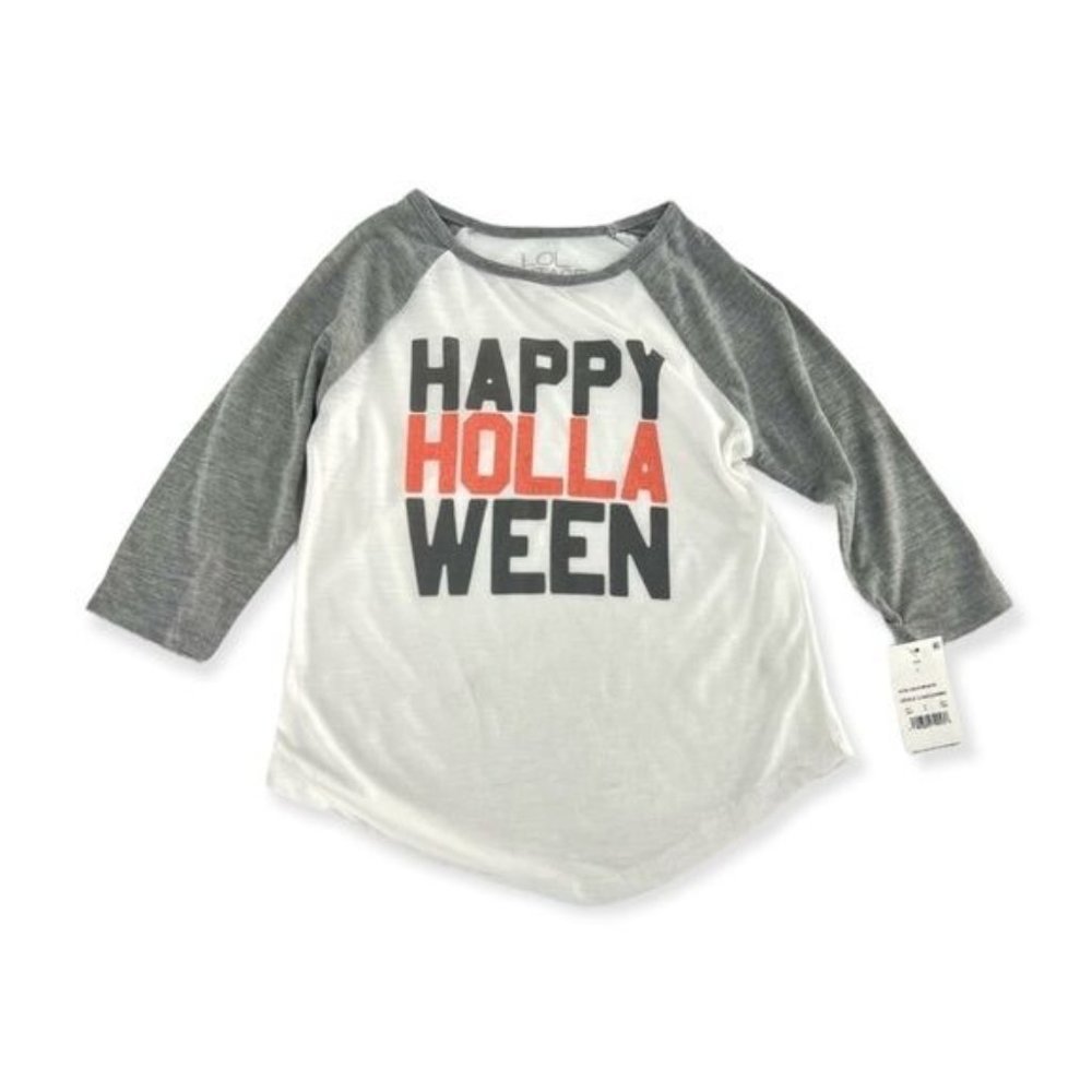 LOL Vintage “Happy Holla Ween” - Grey | White | Orange | Girls Small